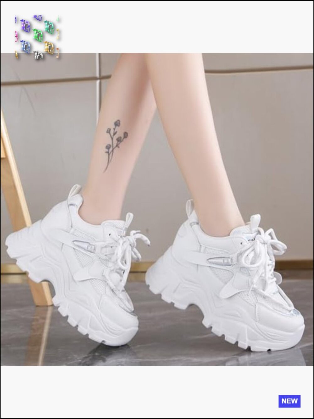Chunky Platform Sneakers, Fashionable Lace-Up Dad Shoes, Casual Walking Shoes - Picture 7 of 7